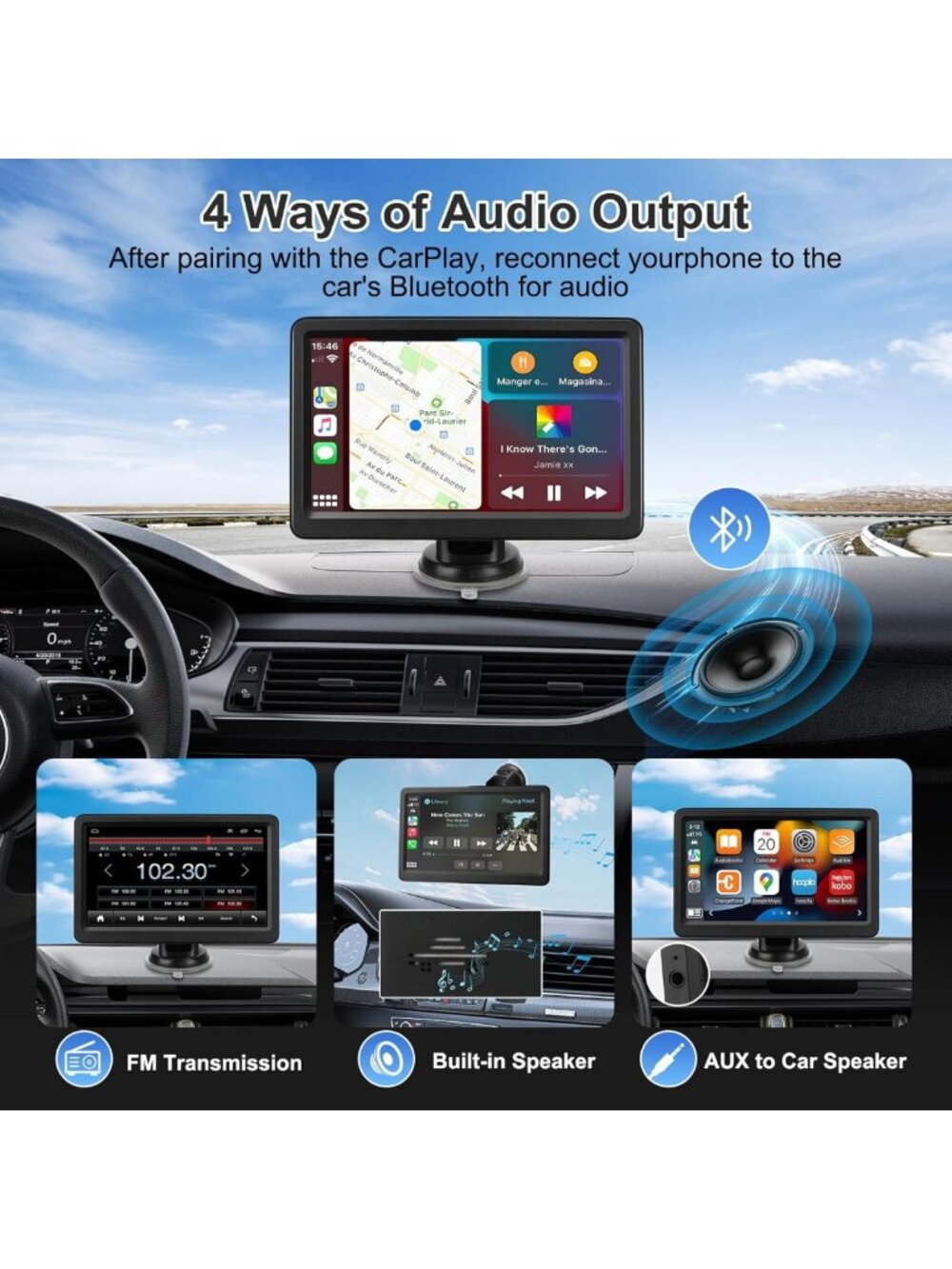 7" Wireless Carplay & Android Auto Screen, HD Touchscreen, GPS, Bluetooth, Voice - Picture 5 of 7